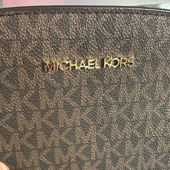 Michael Kors Brown Logo Crossbody Bag Jet Set Travel - Picture 11 of 16